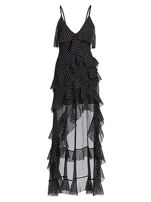 Laverne Polka Dot Ruffled Maxi Dress