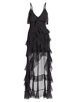 Laverne Polka Dot Ruffled Maxi Dress
