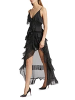 Laverne Polka Dot Ruffled Maxi Dress