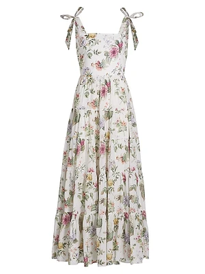 Monnie Floral Tie-Strap Maxi Dress