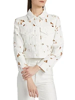 Chloe Embroidered Eyelet Denim Jacket