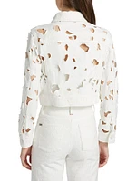 Chloe Embroidered Eyelet Denim Jacket