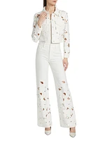 Chloe Embroidered Eyelet Denim Jacket