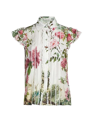 Minda Floral Silk & Lace Blouse