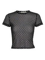 Tess Polka Dot Sheer Crewneck T-Shirt