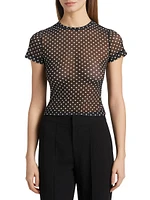 Tess Polka Dot Sheer Crewneck T-Shirt