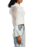 Delpha Embellished Lace Ruffle Crop Top
