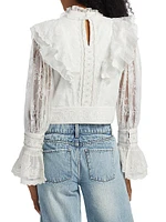 Delpha Embellished Lace Ruffle Crop Top
