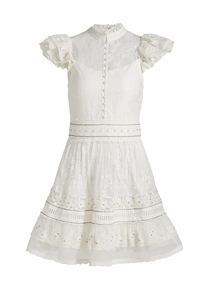 Vernita Lace Ruffle Minidress