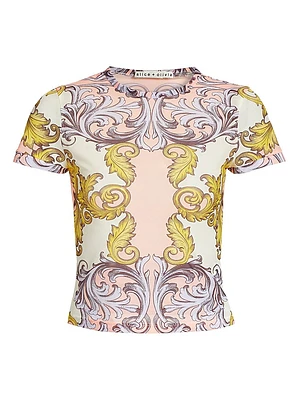 Tess Filigree-Print Crewneck T-Shirt
