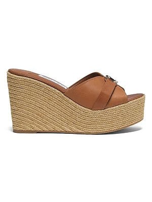 Leda 100MM Leather Wedge Sandals
