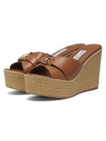 Leda 100MM Leather Wedge Sandals