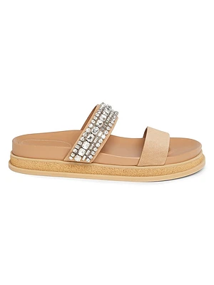 Jadi Crystal-Embellished Suede Sandals