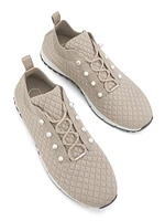 Veles Imitation Pearl-Embellished Knit Sneakers
