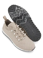 Veles Imitation Pearl-Embellished Knit Sneakers