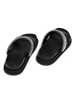 Jadi Crystal-Embellished Vacchetta Leather Slides