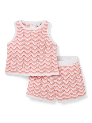 Baby Girl's Wavy Stripes Crochet Set