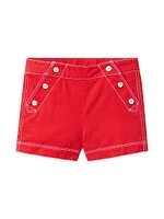 Little Girl's & Americana Crochet Top Canvas Shorts Set