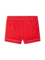 Little Girl's & Americana Crochet Top Canvas Shorts Set