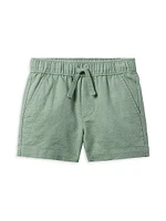 Little Boy's & Madras Shirt Shorts Set