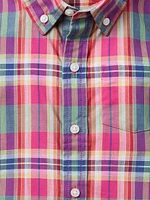 Little Boy's & Madras Shirt Shorts Set