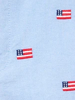 Little Boy's & Embroidered Flag Shorts Set