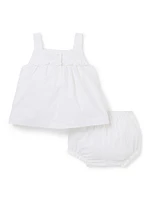 Baby Girl's Embroidered Floral Matching Set
