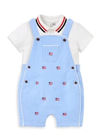 Baby Boy's Embroidered Flag Overall Set