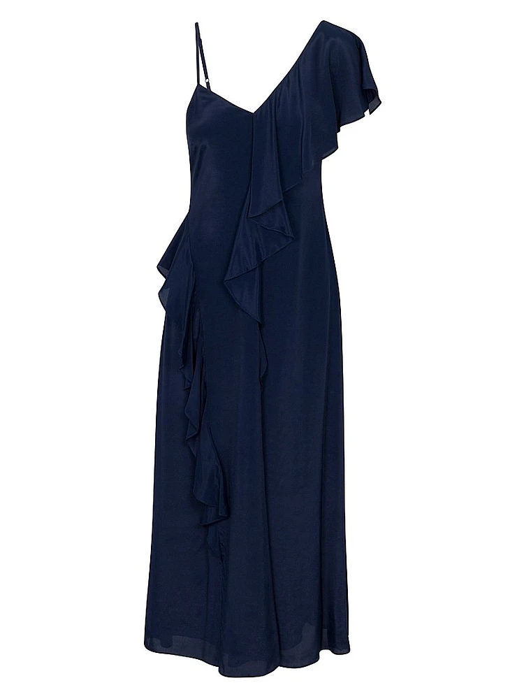 Irie Asymmetric Silk-Blend Midi-Dress