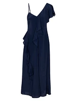 Irie Asymmetric Silk-Blend Midi-Dress