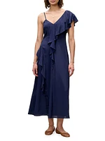 Irie Asymmetric Silk-Blend Midi-Dress