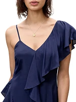 Irie Asymmetric Silk-Blend Midi-Dress
