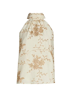 Cara Floral-Embroidered Tank