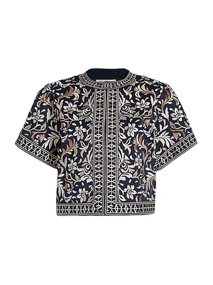 Maya Embroidered Stretch-Cotton Jacket