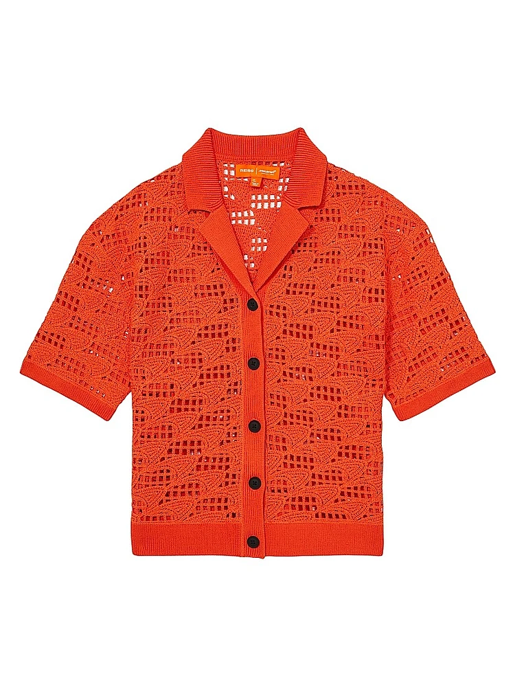 Fleur Crochet Camp Collar Shirt