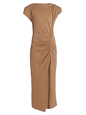 Nadela Ruched Cotton Maxi Dress