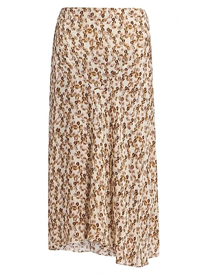 Lisanne Floral Silk-Blend Draped Midi-Skirt