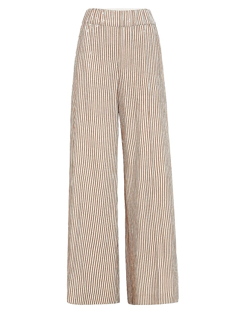 Linen Flared Track Trousers