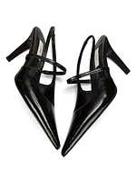 90MM Leather Slingback Pumps