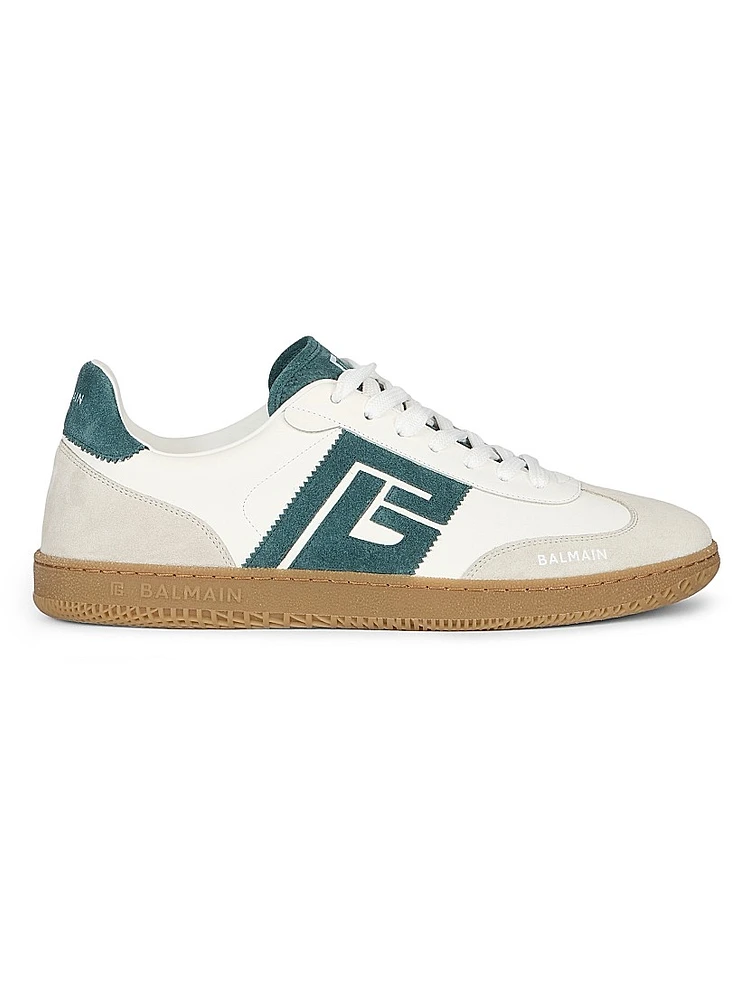 Swan Logo Leather Low-Top Sneakers