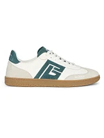 Swan Logo Leather Low-Top Sneakers
