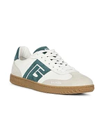 Swan Logo Leather Low-Top Sneakers