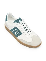 Swan Logo Leather Low-Top Sneakers