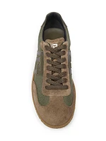 Swan Logo Canvas & Suede Low-Top Sneakers