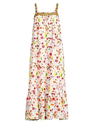 Natasha Floral Cotton Tiered Maxi Dress