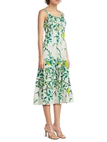 Camillie Leaf-Printed Cotton Midi-Dress