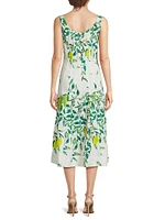Camillie Leaf-Printed Cotton Midi-Dress