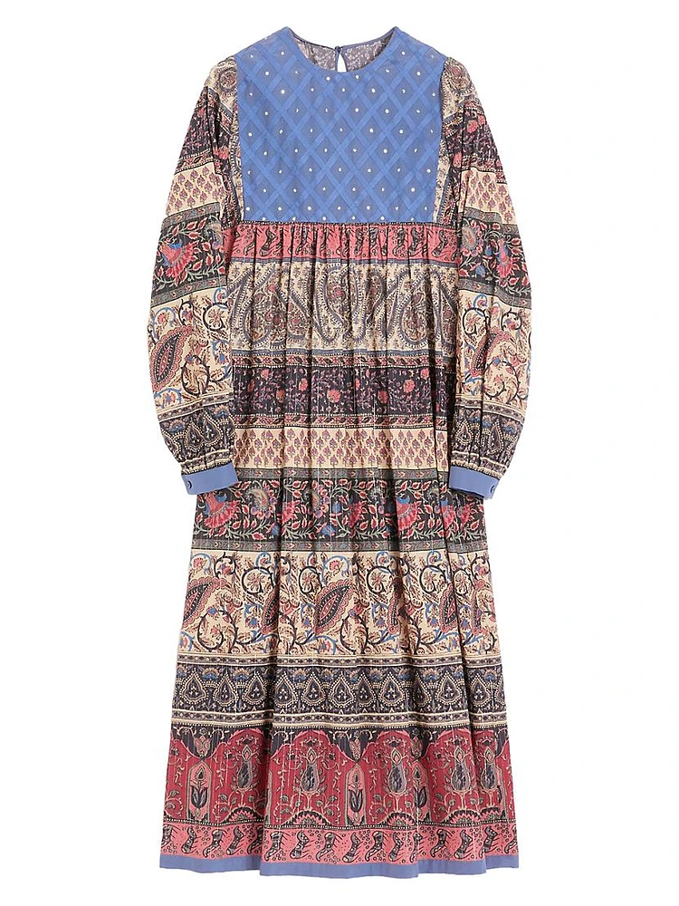 Lamé Muslin Midi Dress