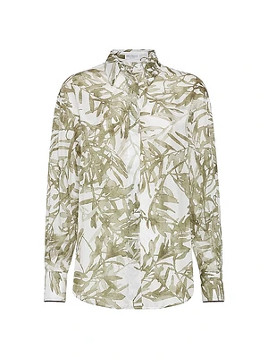 Silk Herbarium Print Pongee Shirt