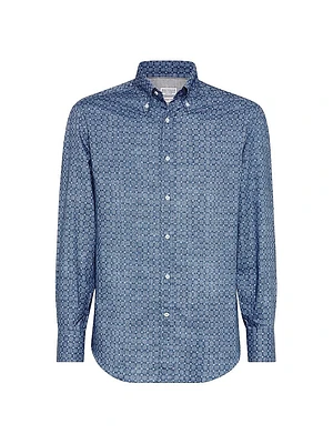 Floral Print Twill Basic Fit Shirt